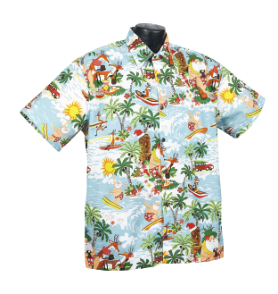 Surfing Santa Christmas Hawaiian shirt- Made in USA- Cotton
